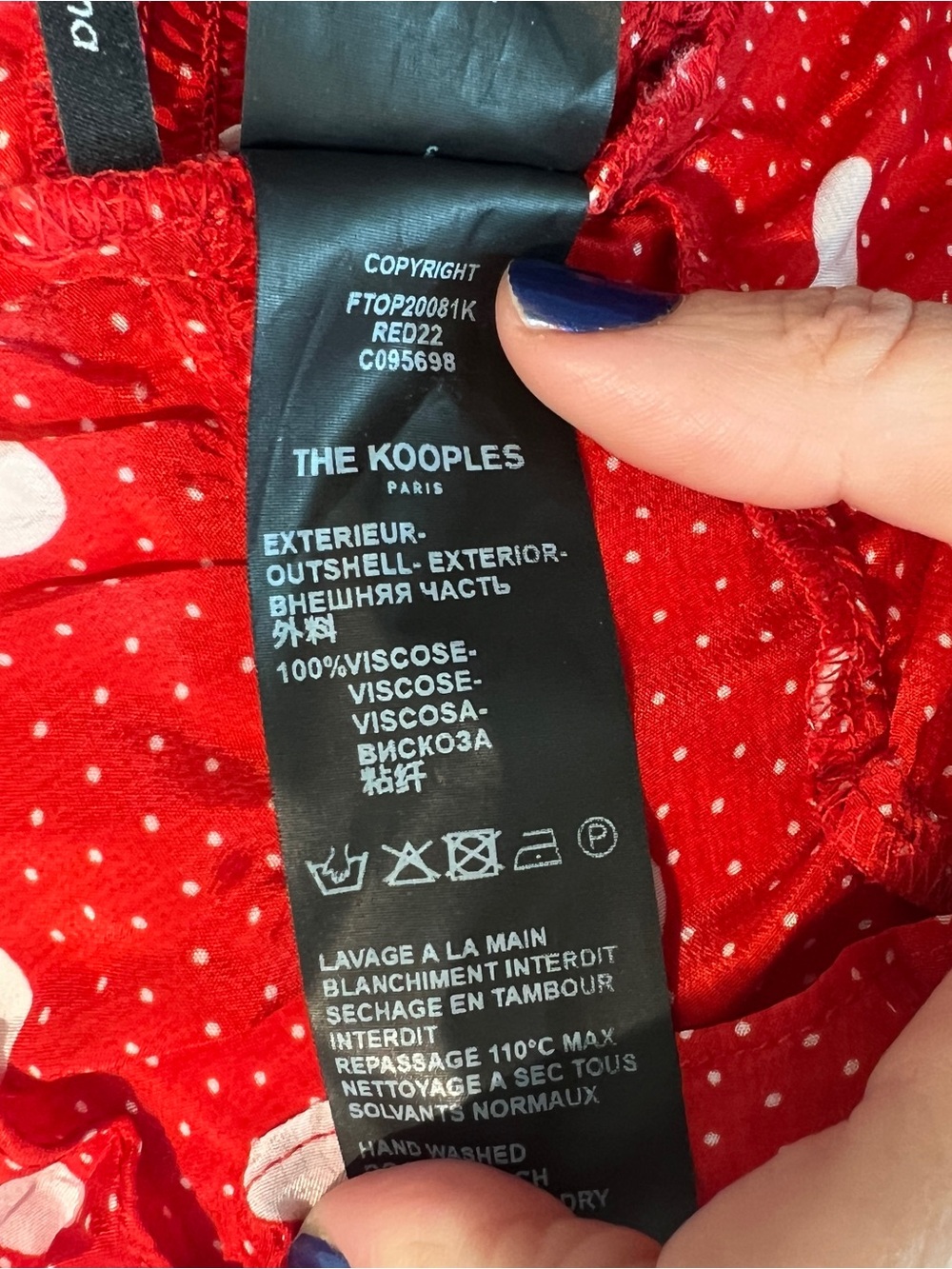 The Kooples Red and White Polka Dot Long Sleeve Blouse. Size 8 (French 3). NWT - Picture 10 of 11